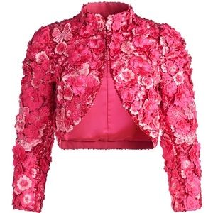 ALICE + OLIVIA LORNA CROPPED FLORAL APPLIQUE JACKET SIZE XL